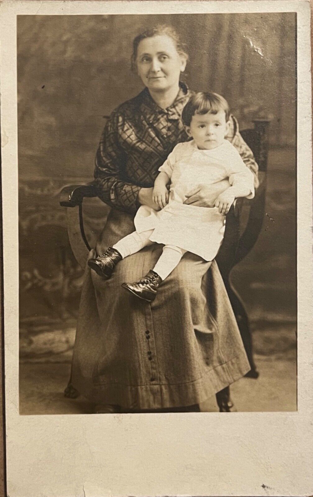 RPPC Grandma Byer holds Baby Franklin Antique Real Photo Postcard c1910