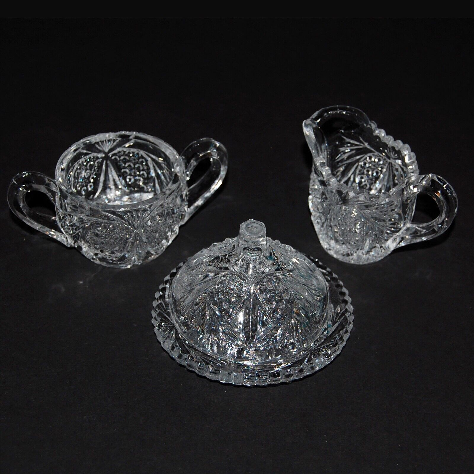 Cambridge Glass 1910 SWEETHEART Child\'s Covered Butter Cream & Sugar Table Set