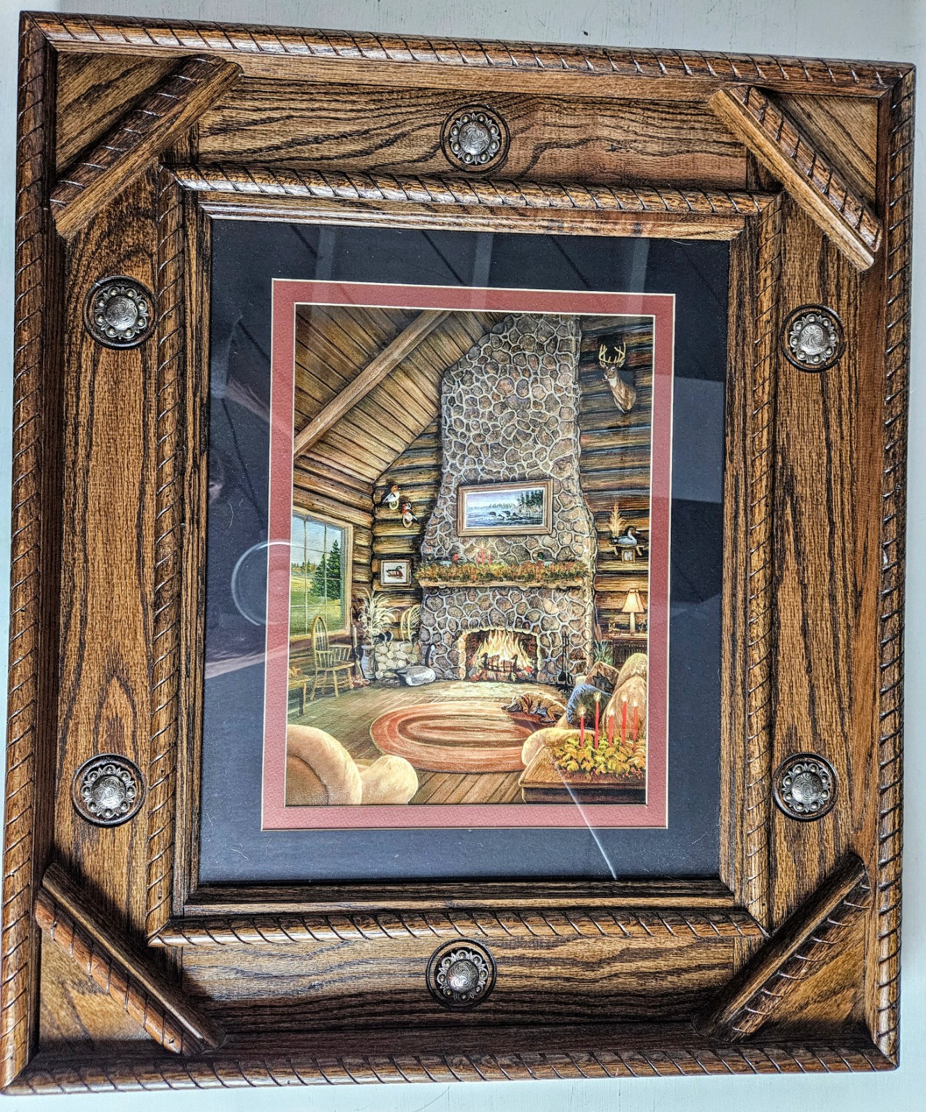 Amazing Wooden Picture Art Frame 3D Layered Intricate 29x25 Rustic Cabin