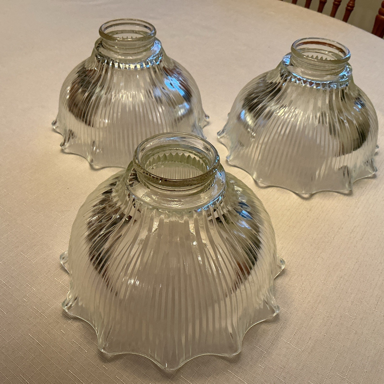 VINTAGE 7 IN WIDE HOLOPHANE STYLE LAMP SHADE 2 1/4 IN FITTER Set/3