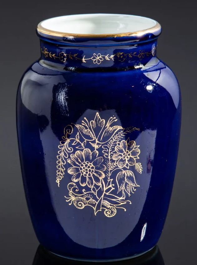 Vintage Antique Cobalt Porcelain Vase Ussr Gilt, 1955 Home Decor Creative Rare