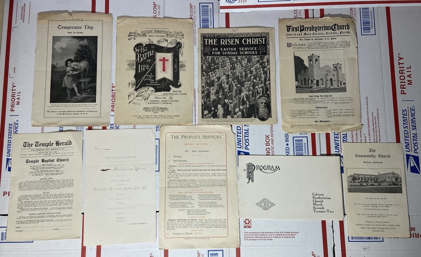 Lot of 9 Antique Church Programs First Presbyterian & More 1890's - 1920's Lot of 9 Antique Church Programs First Presbyterian & More 1890's - 1920's