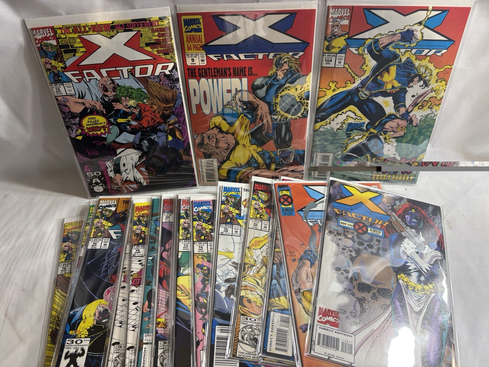 X-FACTOR MARVEL COMICS LOT OF 22 BOARD BAGGED LOOK CLOSE -FREE MAILING -A2