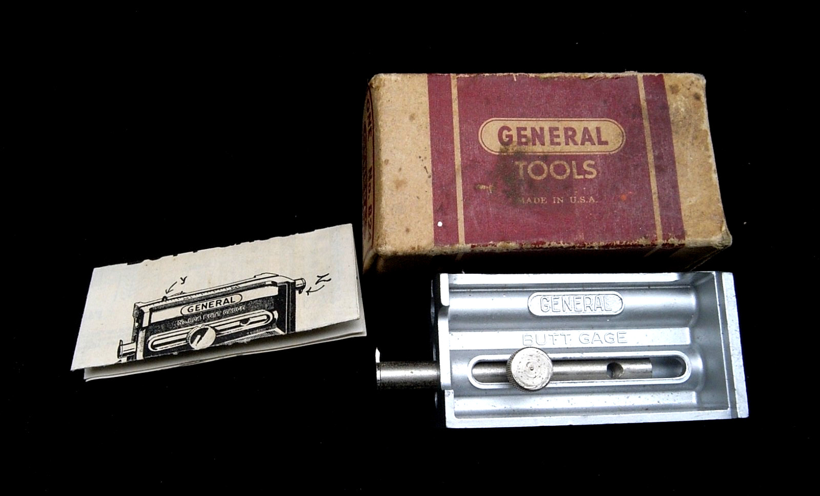 GENERAL No 824 ALUMINUM BUTT GAUGE NEW IN ORIGINAL BOX -VERY USEFUL MARKING TOOL