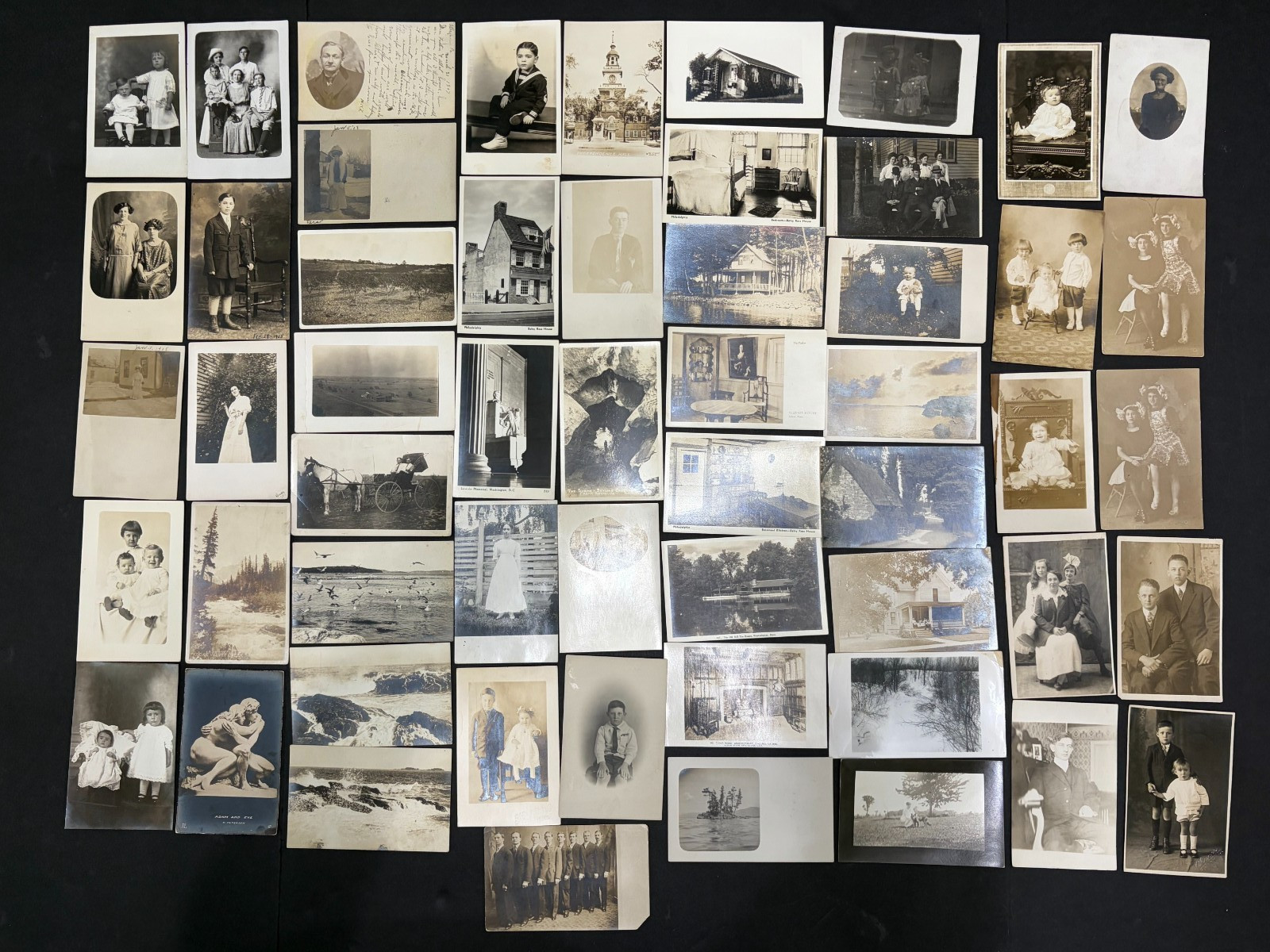 RPPC Lot of 50 1900\'s Postcards - People Babies Children Places Locations