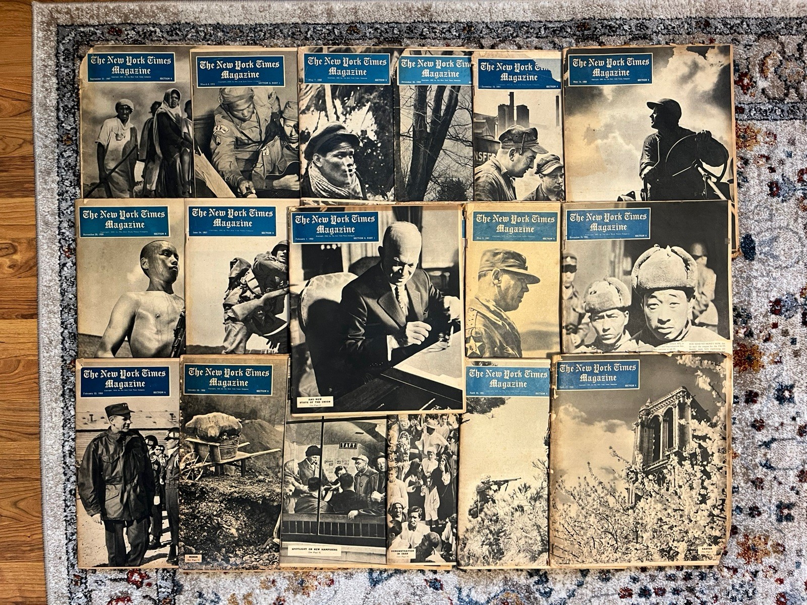 1950s NEW YORK TIMES MAGAZINE SECTIONS - LOT OF 19 Vintage 