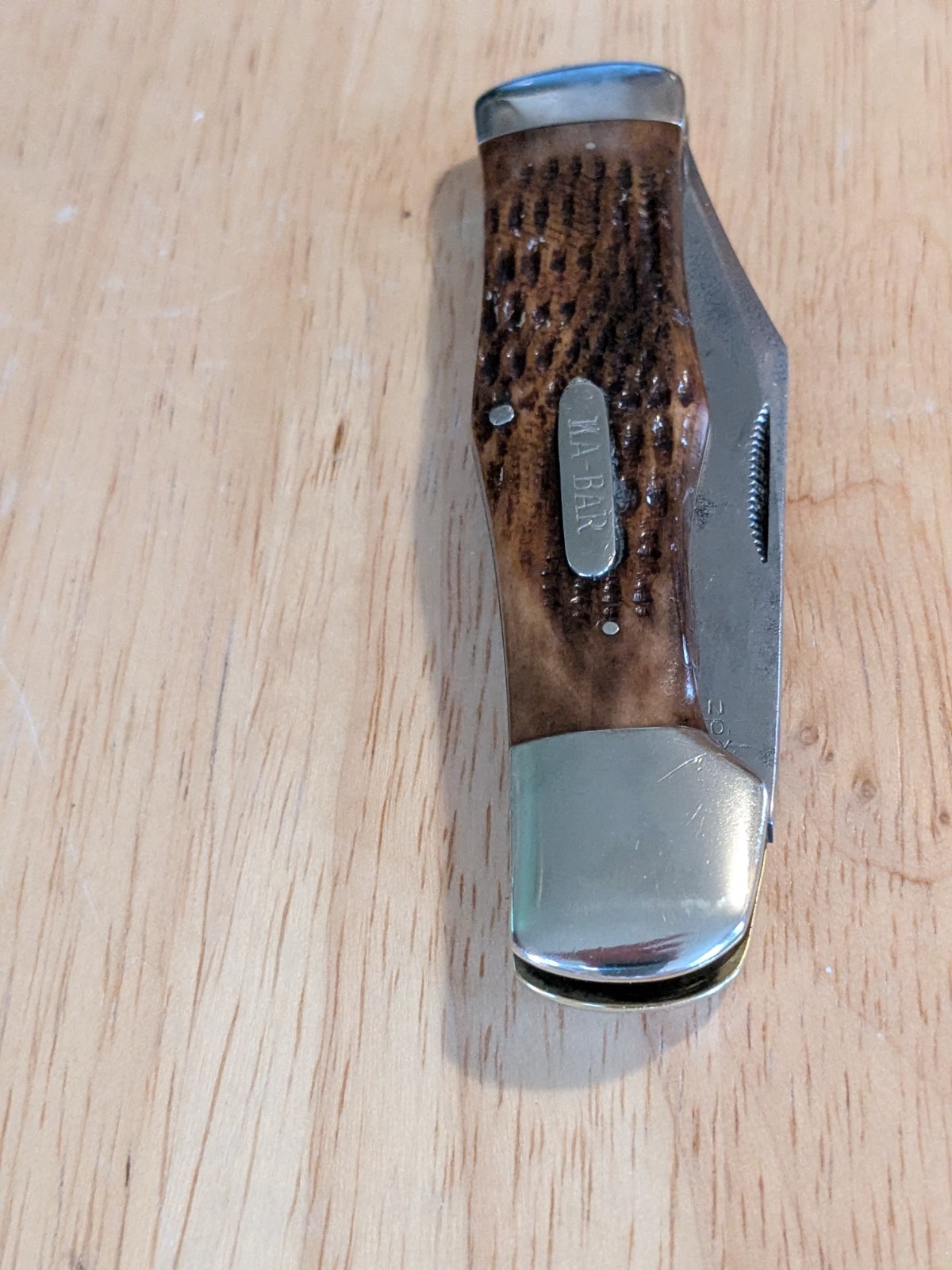Rare Early Ka-Bar Large Coke Bottle Hunter Knife. Union Stamp. Nice Knife