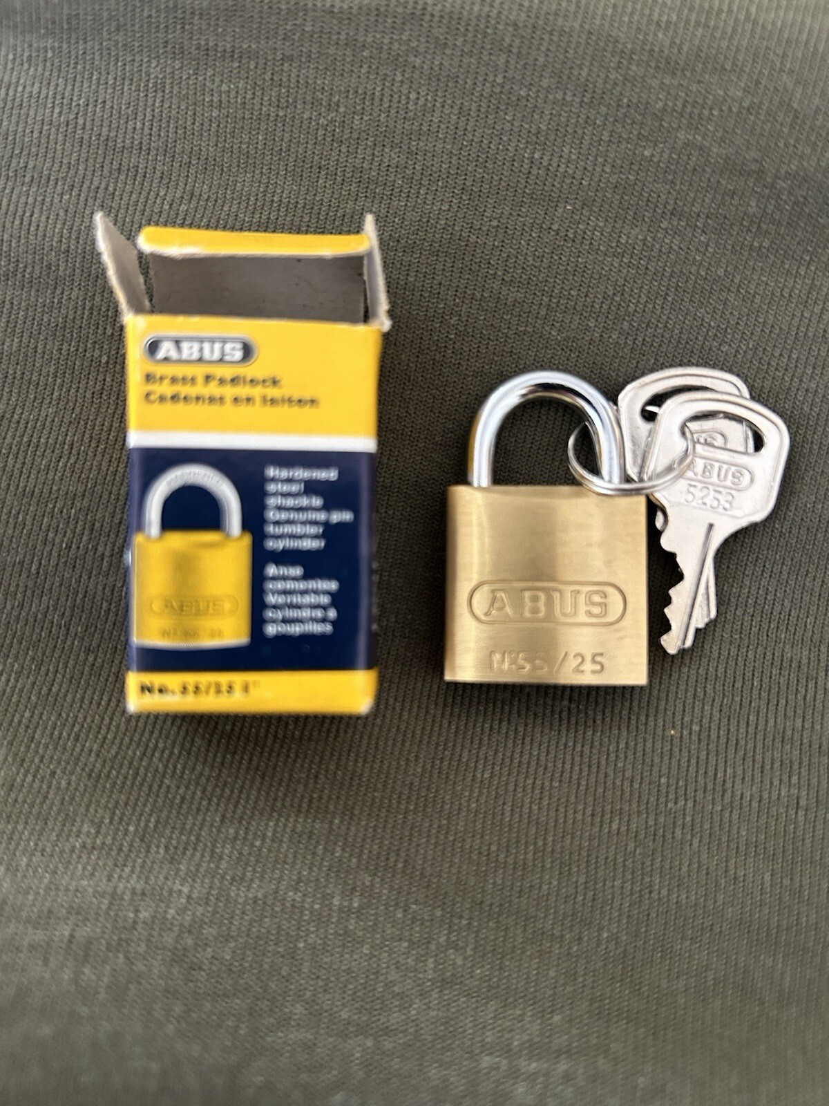 Vintage ABUS Brass Padlock 1” No. 55/25 Luggage Lock Briefcase Bag Travel
