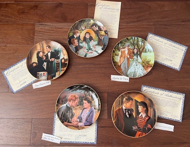 Lot of 5 WS George Gone With the Wind Plates Scarlett Rhett Auth 1988