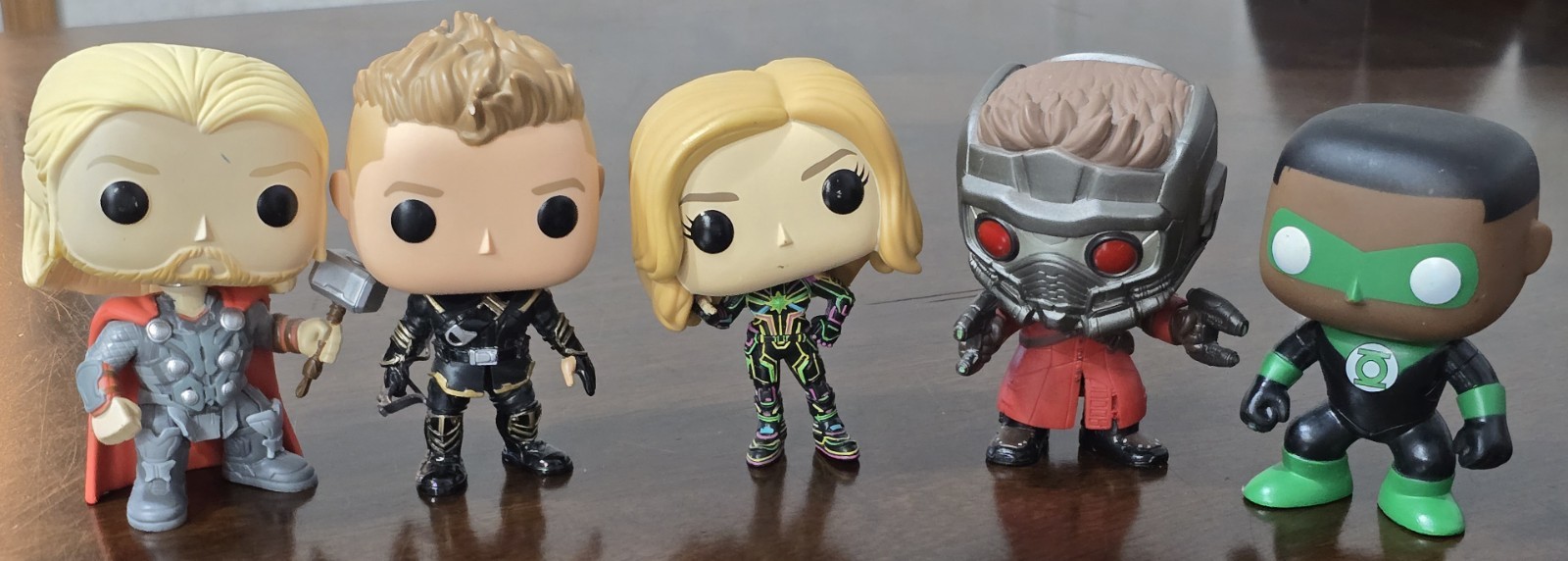 X5 FUNKO POP FIGURES THOR, HAWKEYE, CAPTAIN MARVEL, STAR-LORD, GREEN LANTERN DC