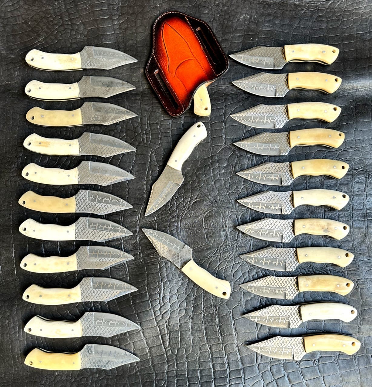 Lot of 25 Stainless Steel Engraving Skinner Knife with Camel Bone