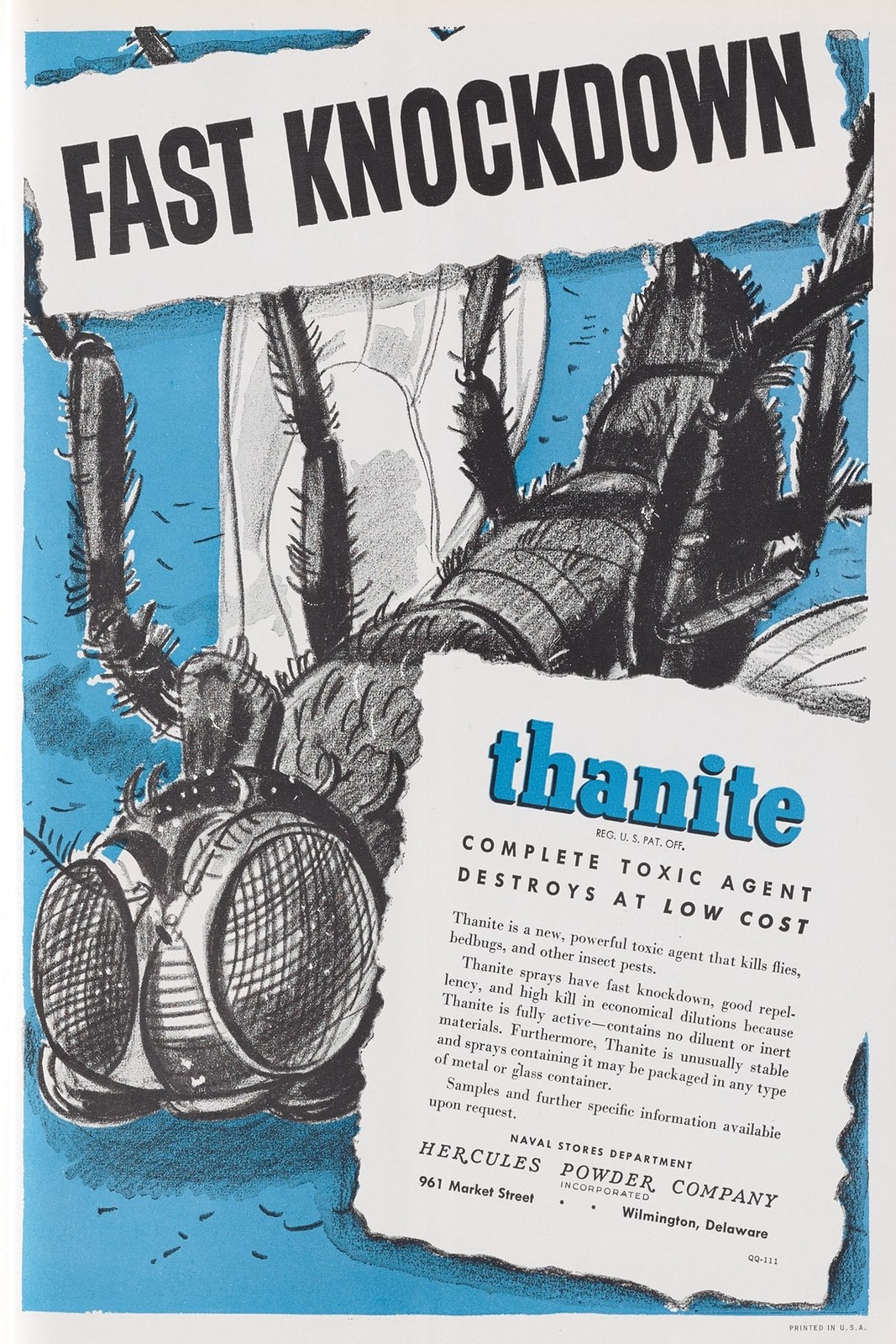 🪰 Thanite Ad Poster - Fast Knockdown Insecticide 1940s Print - 24x36” 🗞️