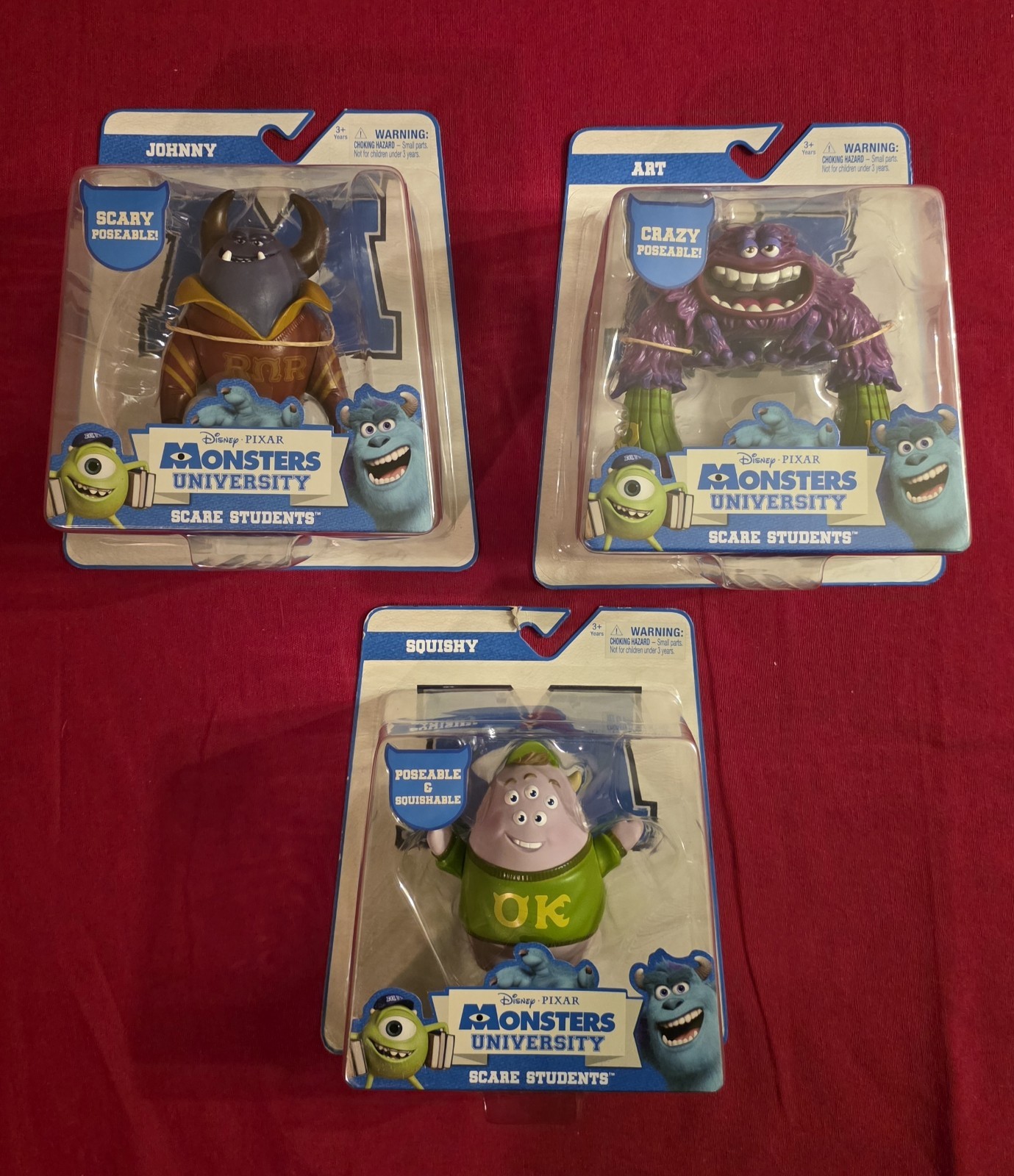 ■ 2013 ■ RARE ■ Lot of 3 Monsters Inc University: Art, Johnny, Squishy 4\