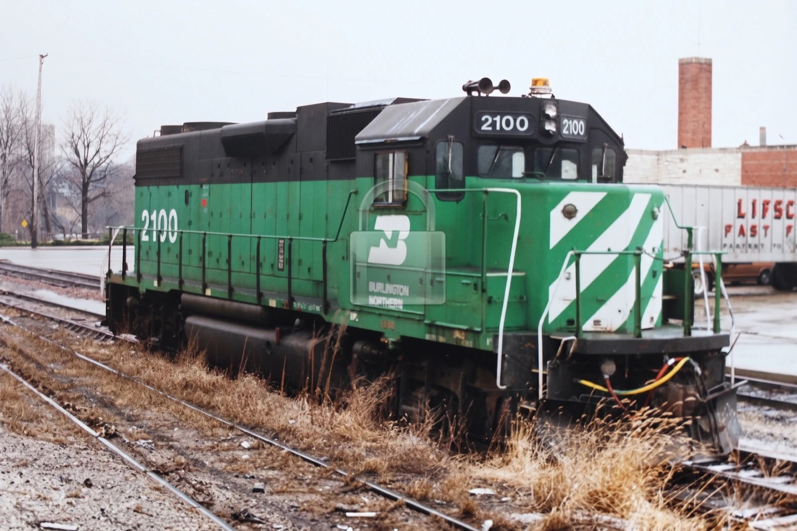 Burlington Northern BN 2100 (GP38-2) at Rockford, IL 1988 5 x 7 Photo