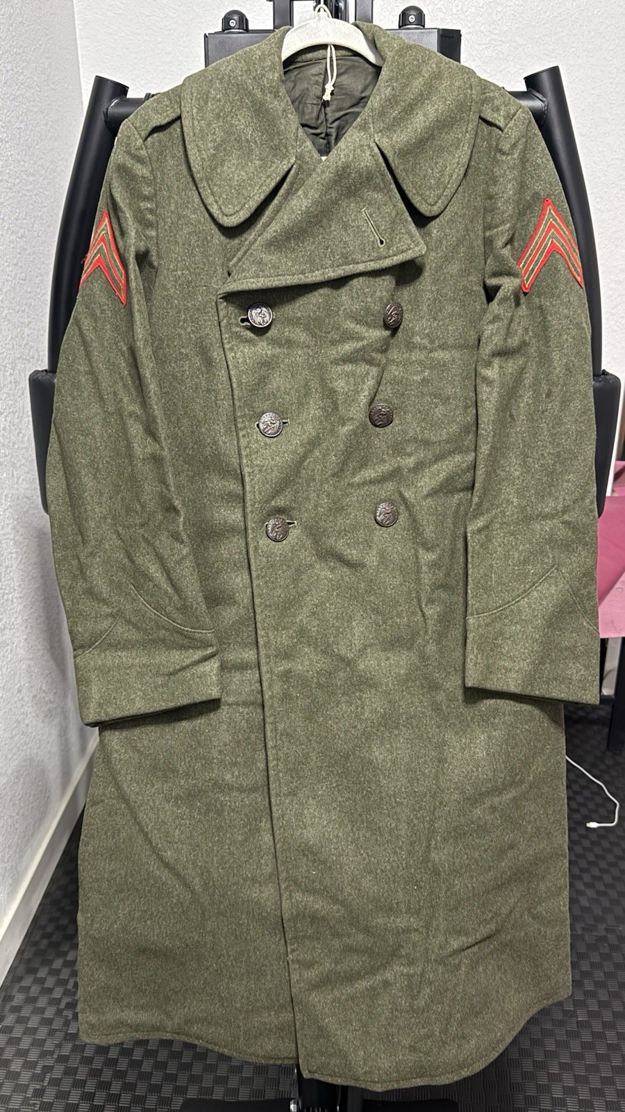 RARE WWI USMC P1912 Pattern NCO Greatcoat Corporal Marine Corps EGA Overcoat
