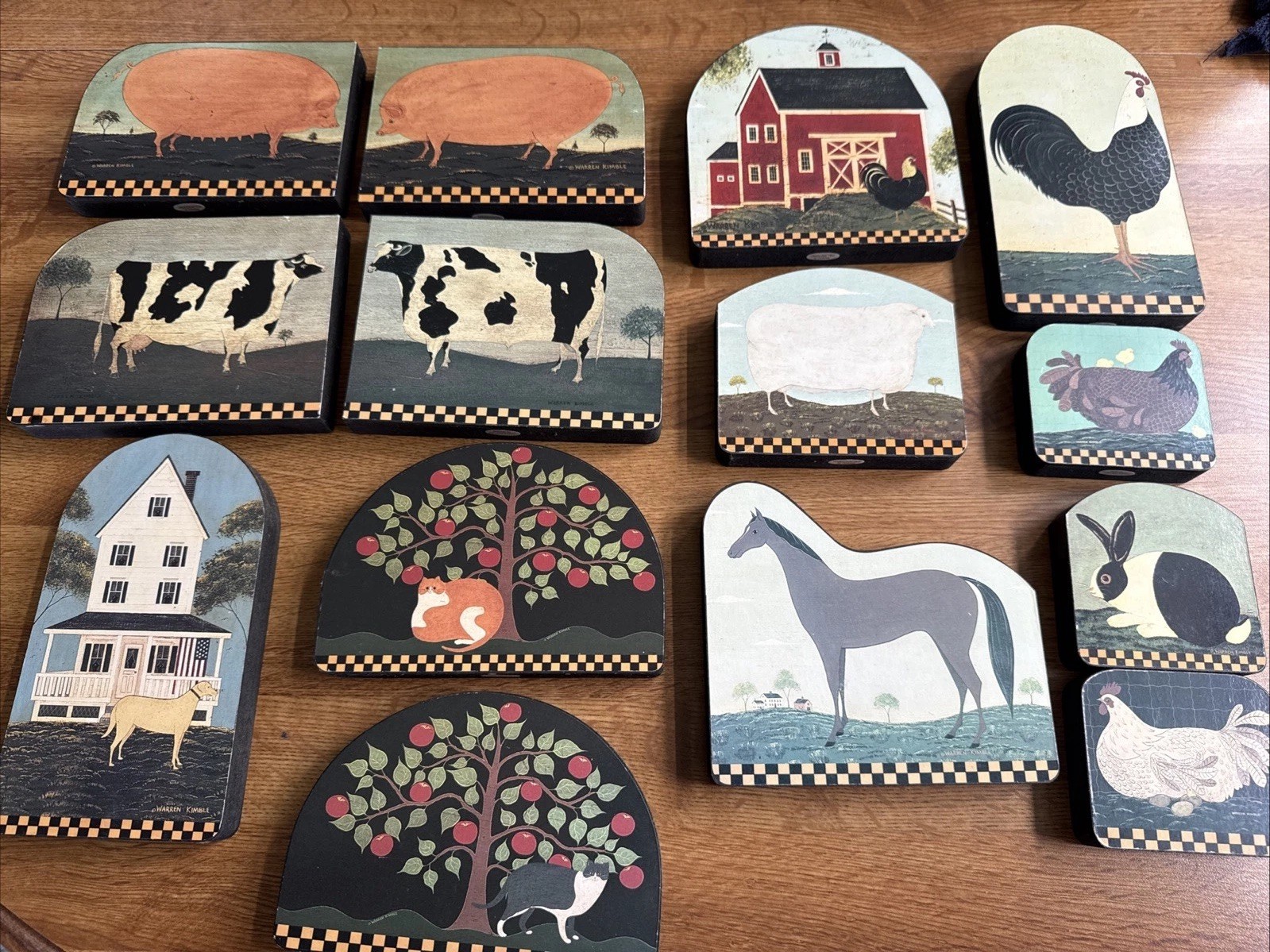 LENOX Warren Kimble Flats Collection, Set of 14, primitive art, farm animals LENOX Warren Kimble Flats Collection, Set of 14, primitive art, farm animals