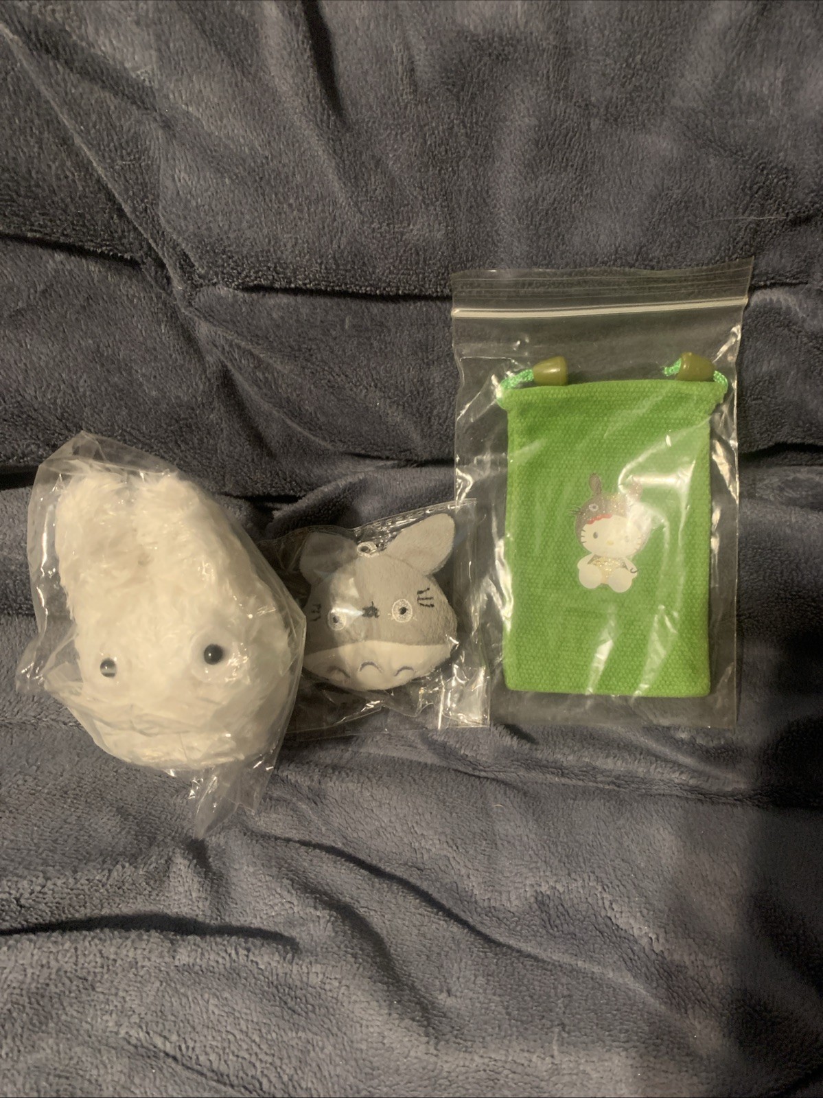 New Japan Cute Kawaii Totoro Character 2x Plushys & 4” Cloth Organza Bag