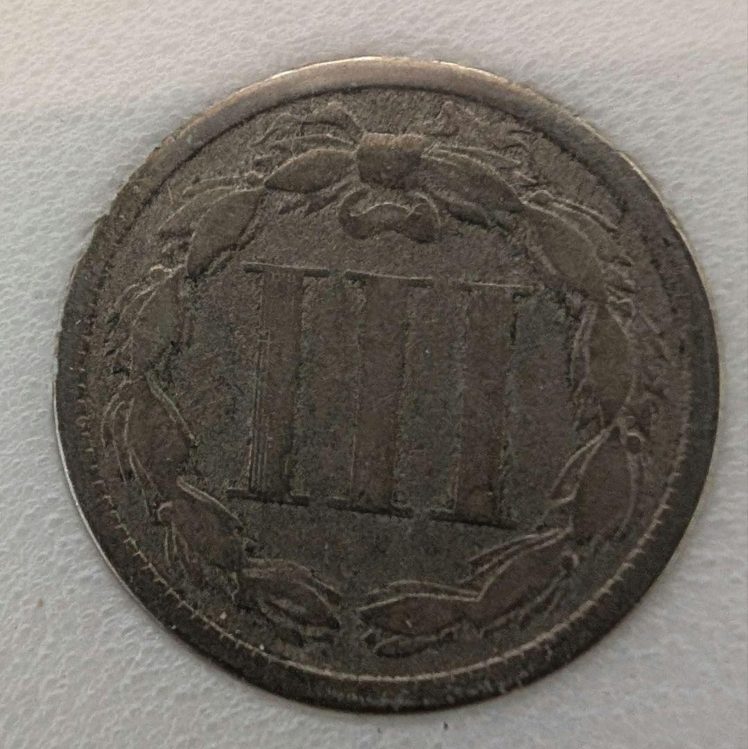 USA 1868 3-Cent Silver Coin Antique Old Collectible Coin