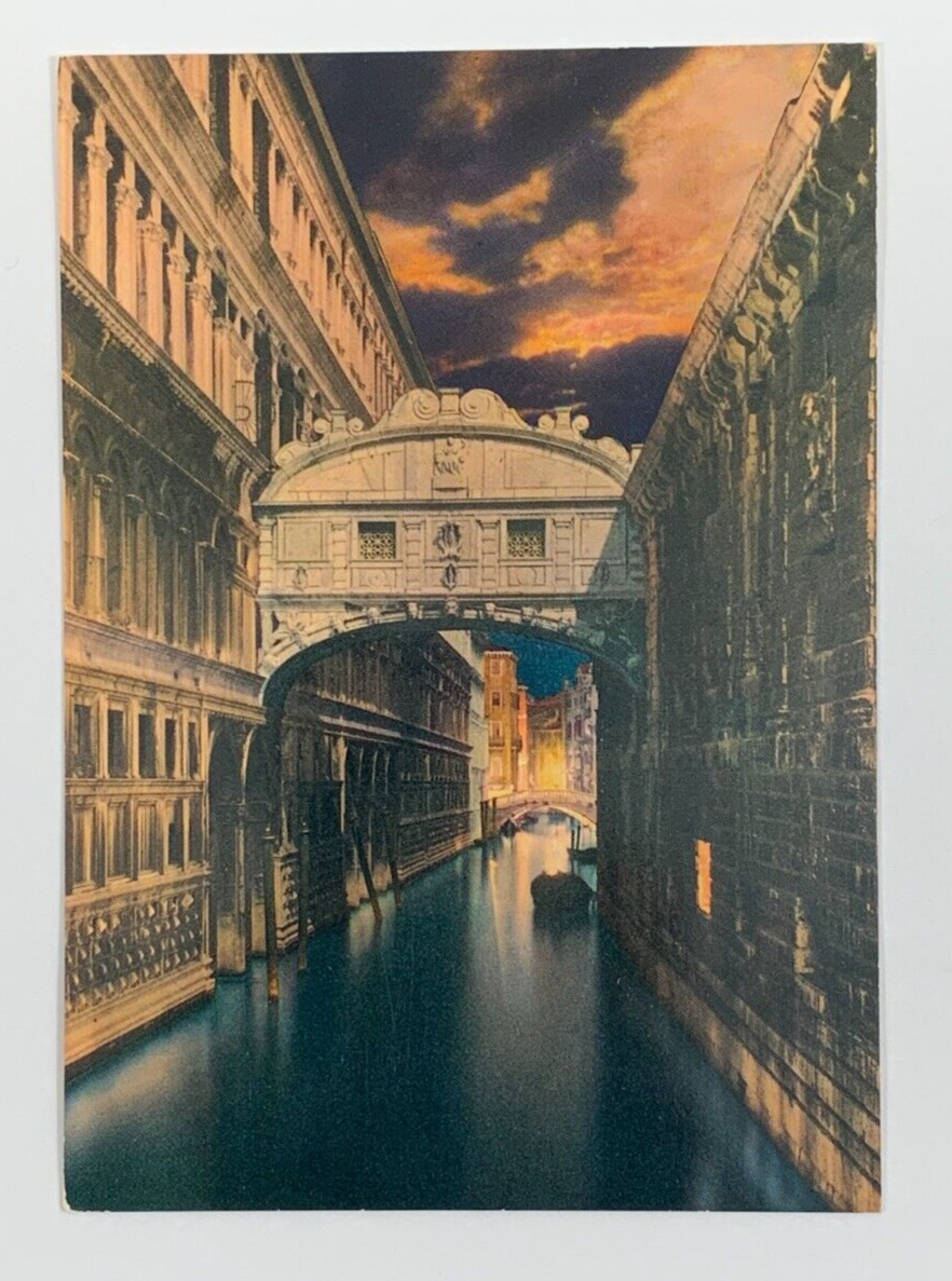 Venice at Night Sighs Bridge Italy Postcard Unposted