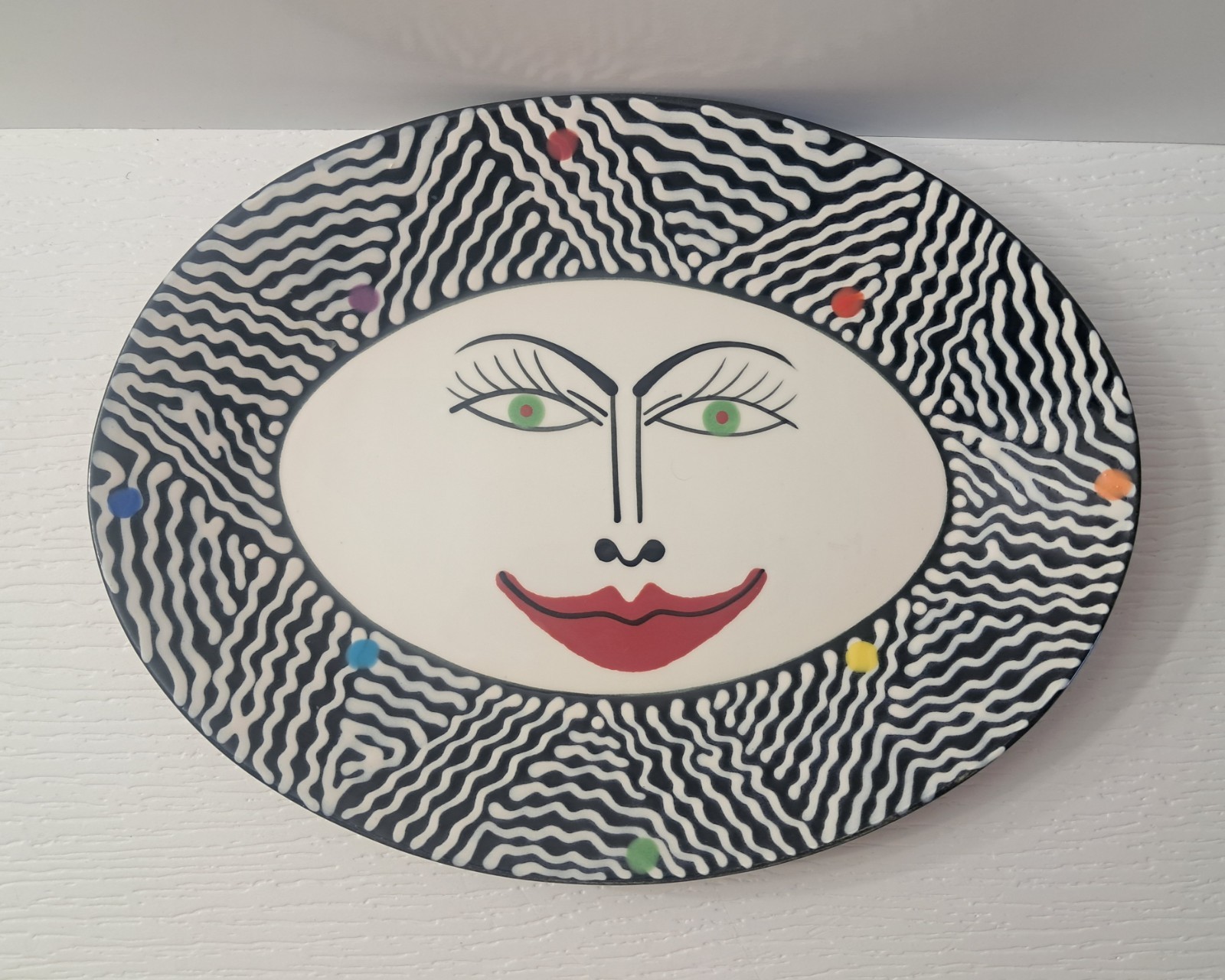 Vintage Patrick Dougherty Plate Platter Oval Picasso Style Handpainted Rare 