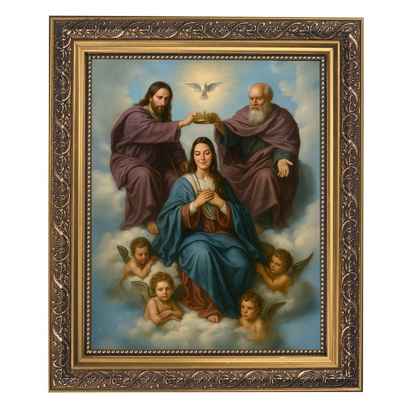 Coronation of the Virgin Framed Print Under Glass, Gold Finish Frame, 12.5\