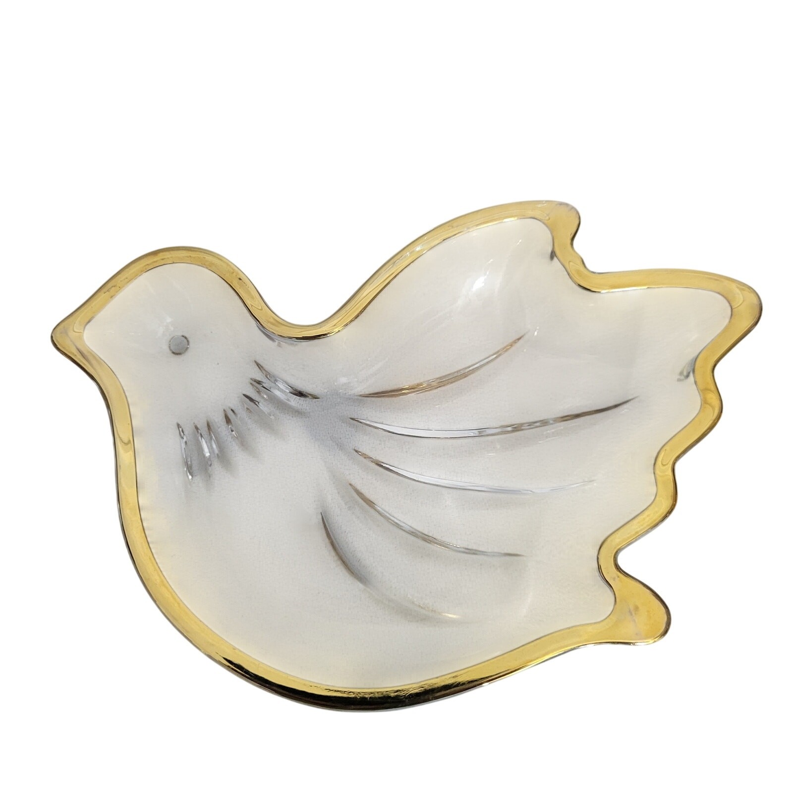 Vintage Mikasa Crystal Gold Trimmed Dove Dish 32226-1Box8 32226-1Box8