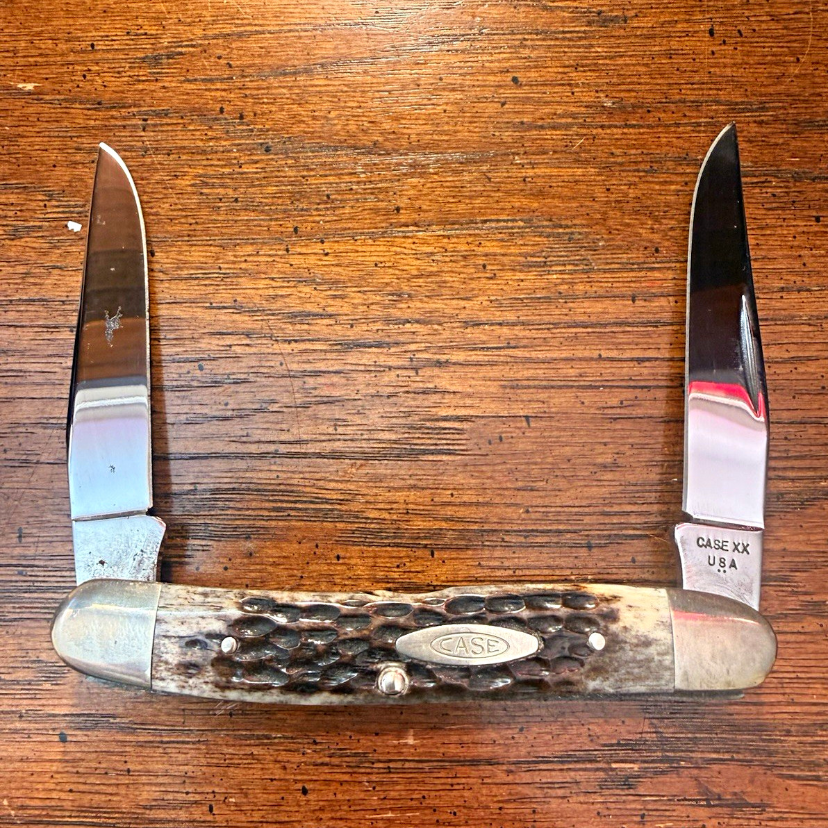 Vintage 1978 Case XX USA 2-Dot Genuine Stag Muskrat Folding Pocket Knife