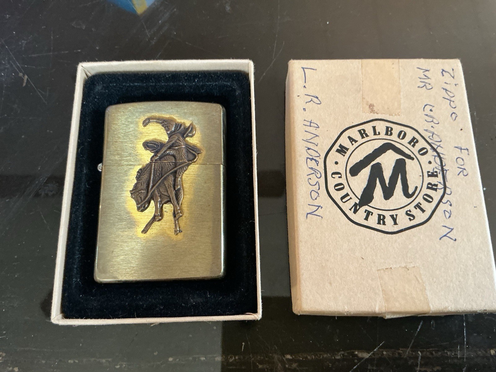 Vintage 1994 Zippo Solid Brass Lighter Marlboro Country Store Rodeo Cowboy w/
