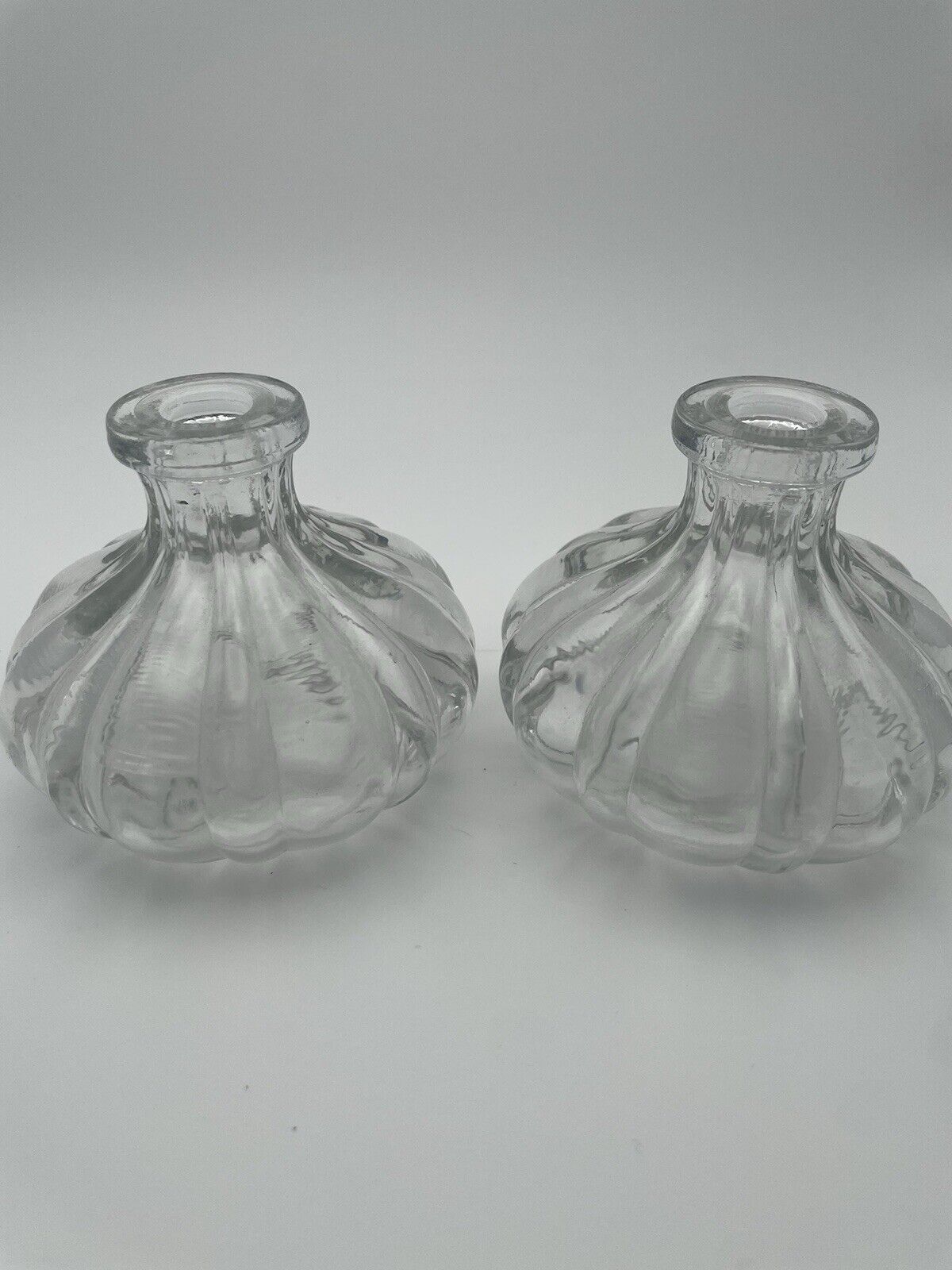 Set Of 2 Vintage Lady Berkshire Clear Fluted Glass Perfume Cologne Vanity Bottle