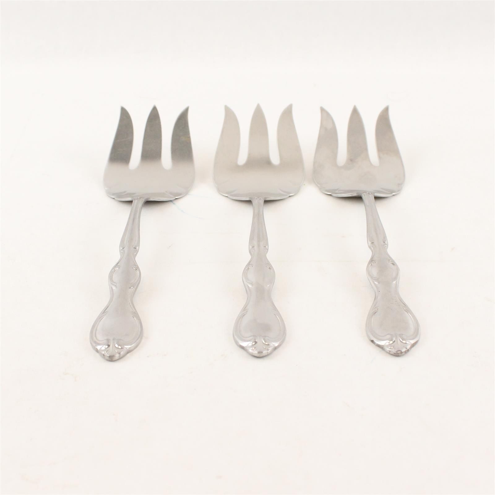 Three 1847 Rogers Bros Stainless Meat Forks- Pattern Unknown
