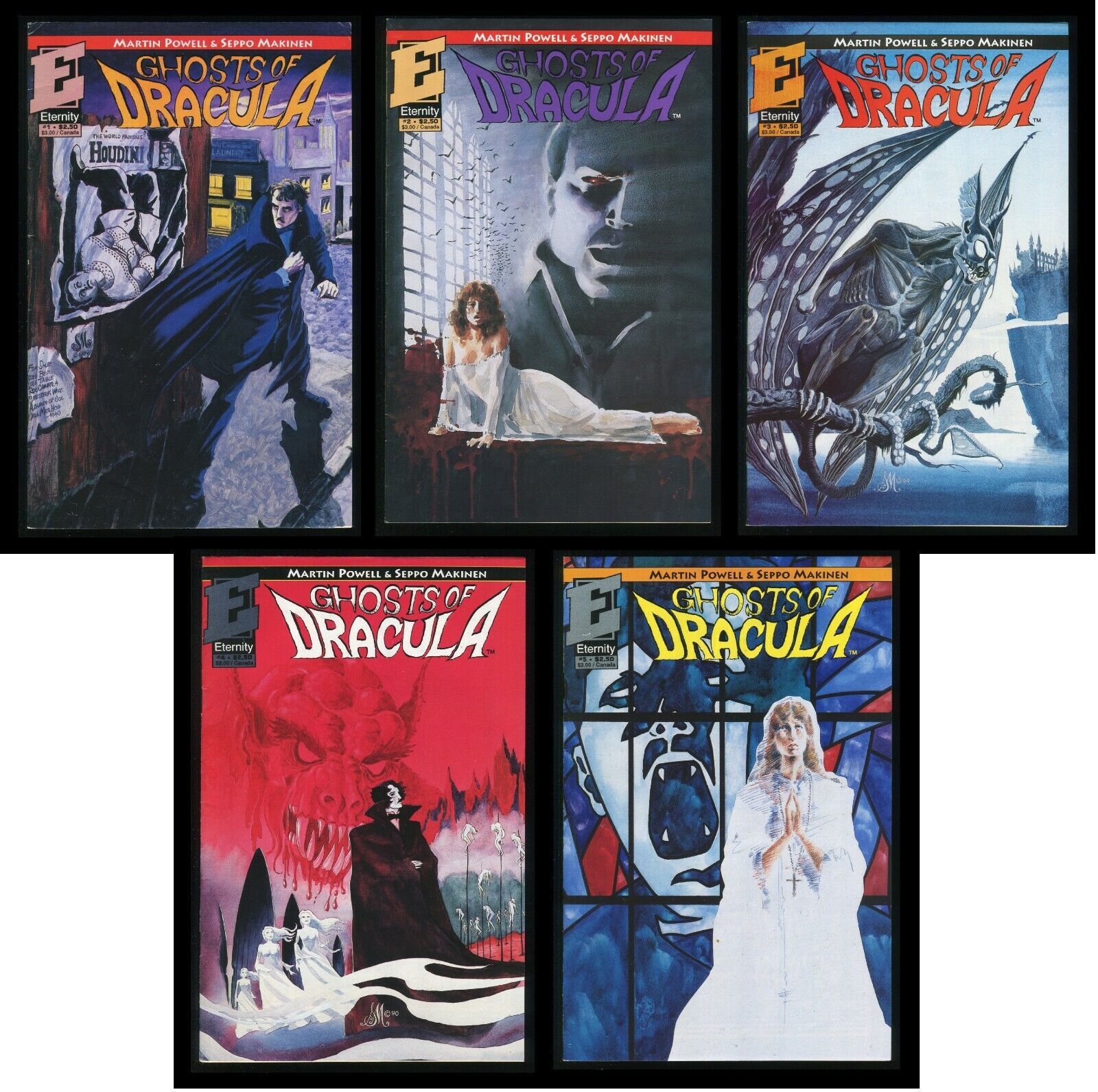 Ghosts of Dracula Comic Set 1-2-3-4-5 Lot Eternity Vampire Horror Harry Houdini