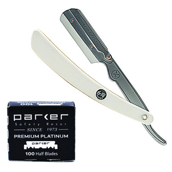 Parker SRW Straight Edge Barber Razor & 100 Parker Premium Platinum Blades