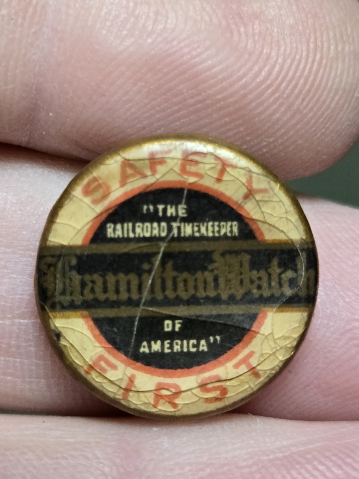 Old Vintage rare 1890's -1920s Hamilton Watch Co Celluloid Safety First Pins Old Vintage rare 1890's -1920s Hamilton Watch Co Celluloid Safety First Pins