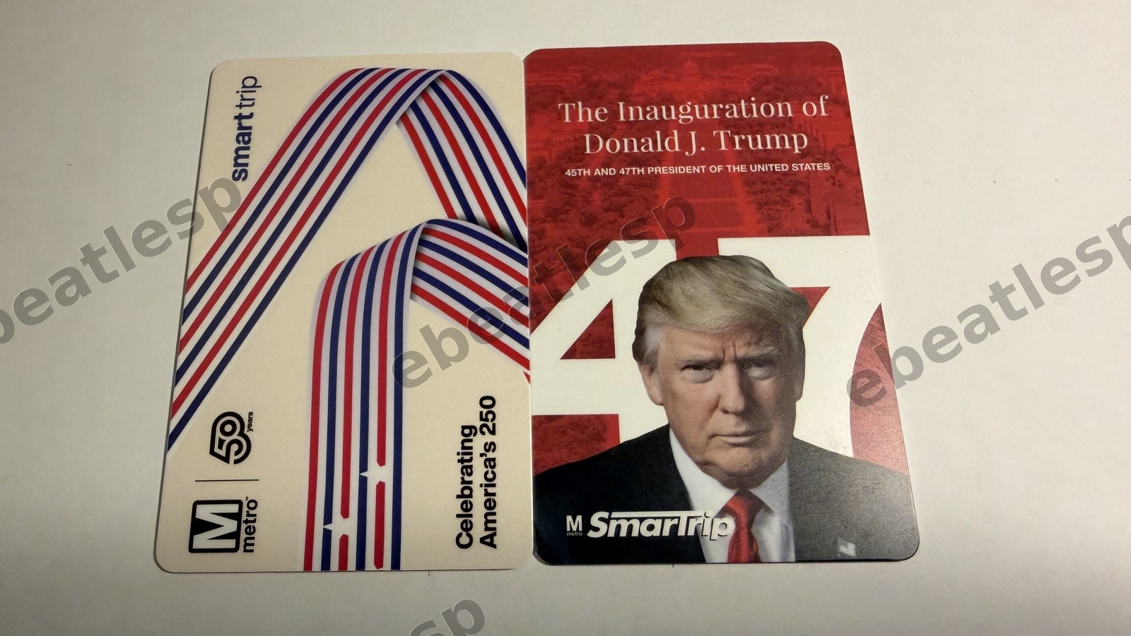 2 Limited Edition DC Souvenir Smartrip WMATA Metro Cards: TRUMP + America 250 2 Limited Edition DC Souvenir Smartrip WMATA Metro Cards: TRUMP + America 250