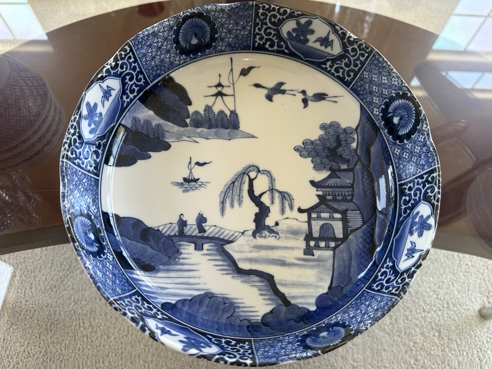 VTG Japanese Hand Painted Signed Blue Imari Porcelain 10