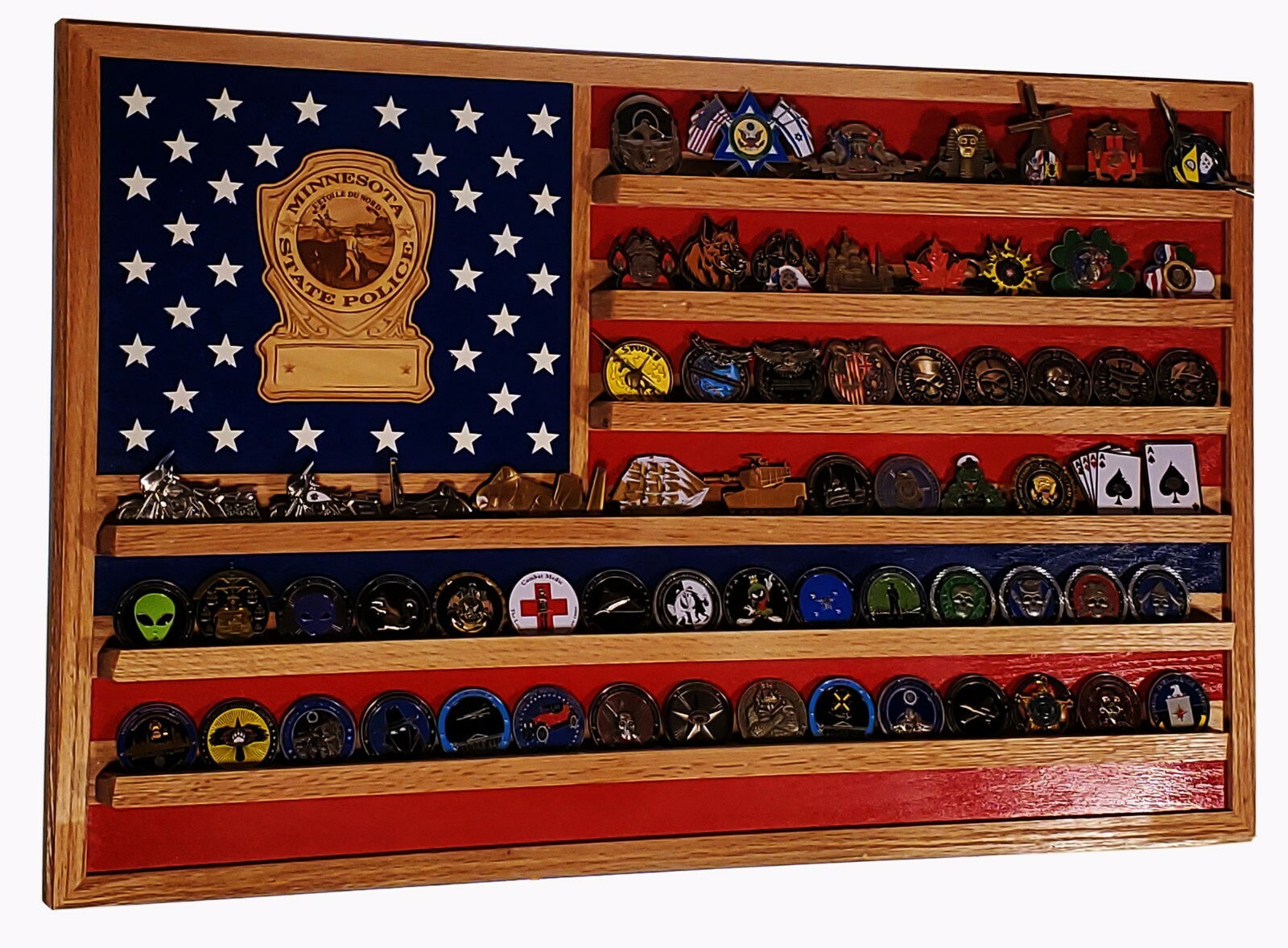 Minnesota State Trooper / Police Challenge Coin Display Flag 70-100 Coins TRAD Minnesota State Trooper / Police Challenge Coin Display Flag 70-100 Coins TRAD