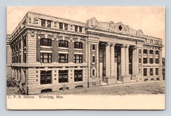Winnipeg C.P.R. Station Canada Postcard 1908