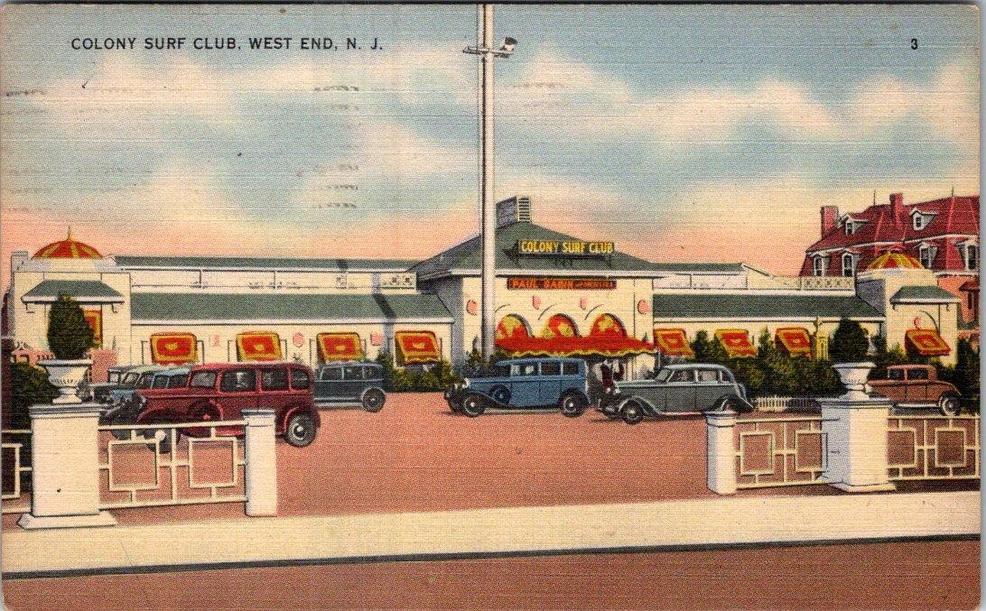 1951 COLONY SURF CLUB WEST END NEW JERSEY NJ VINTAGE LINEN POSTCARD