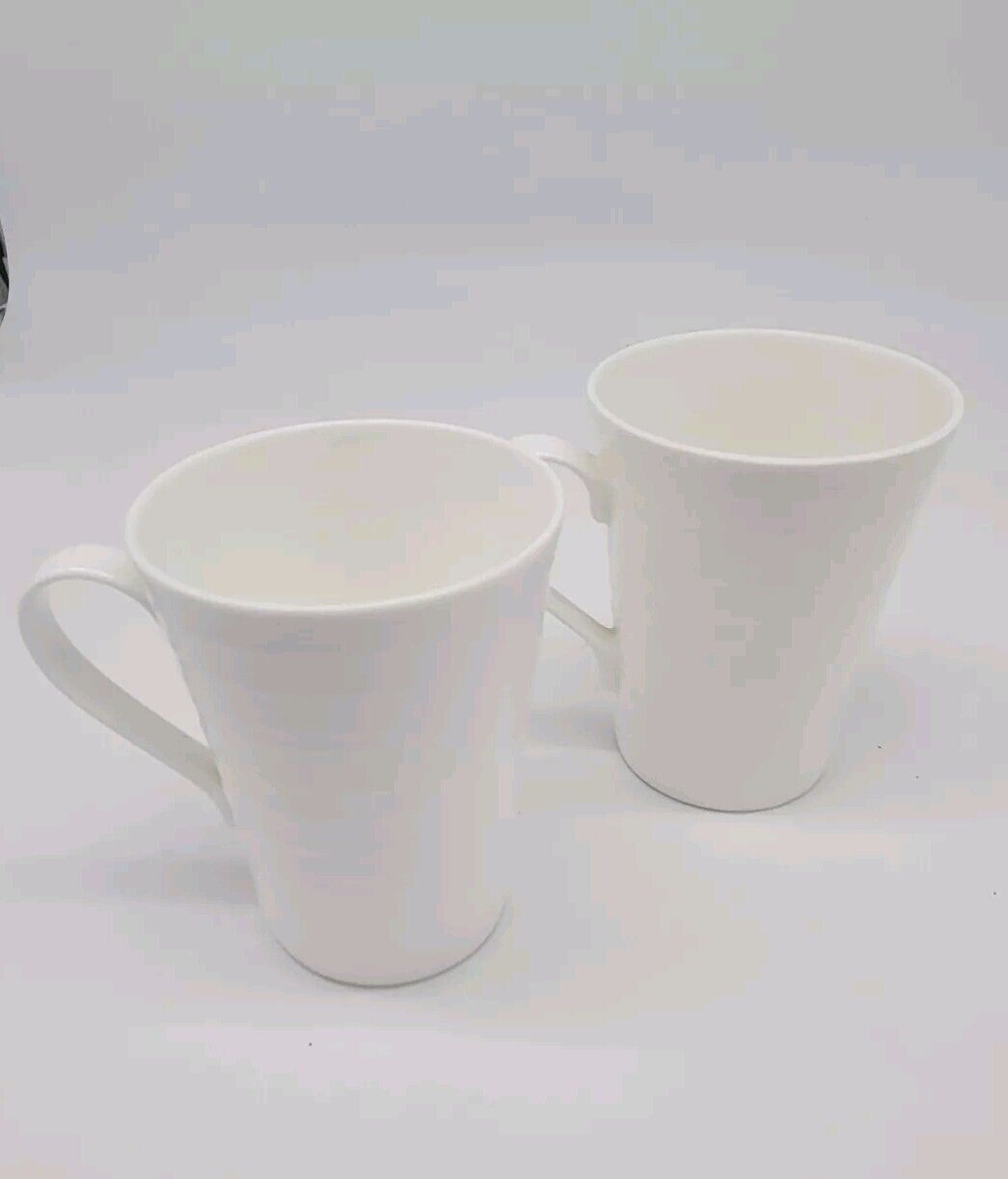 Mikasa Swirl White Bone China Coffee Tea Mug Set of 2