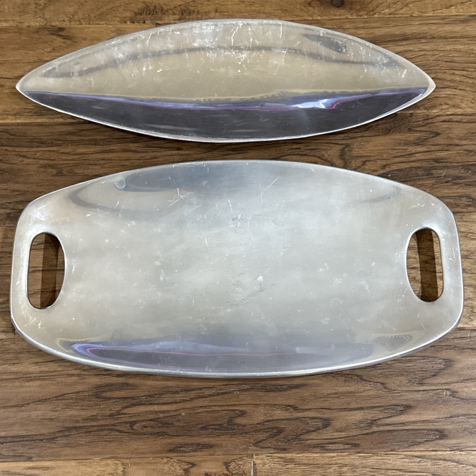 Set of 2 Nambe Platters 18.5” Trays 611 & 550 Metal MCM 1992 