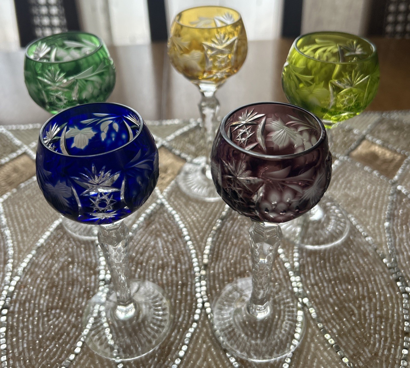 Vintage Nachtmann Cordial Glasses Traube Cut Crystal Liquor Set of 5