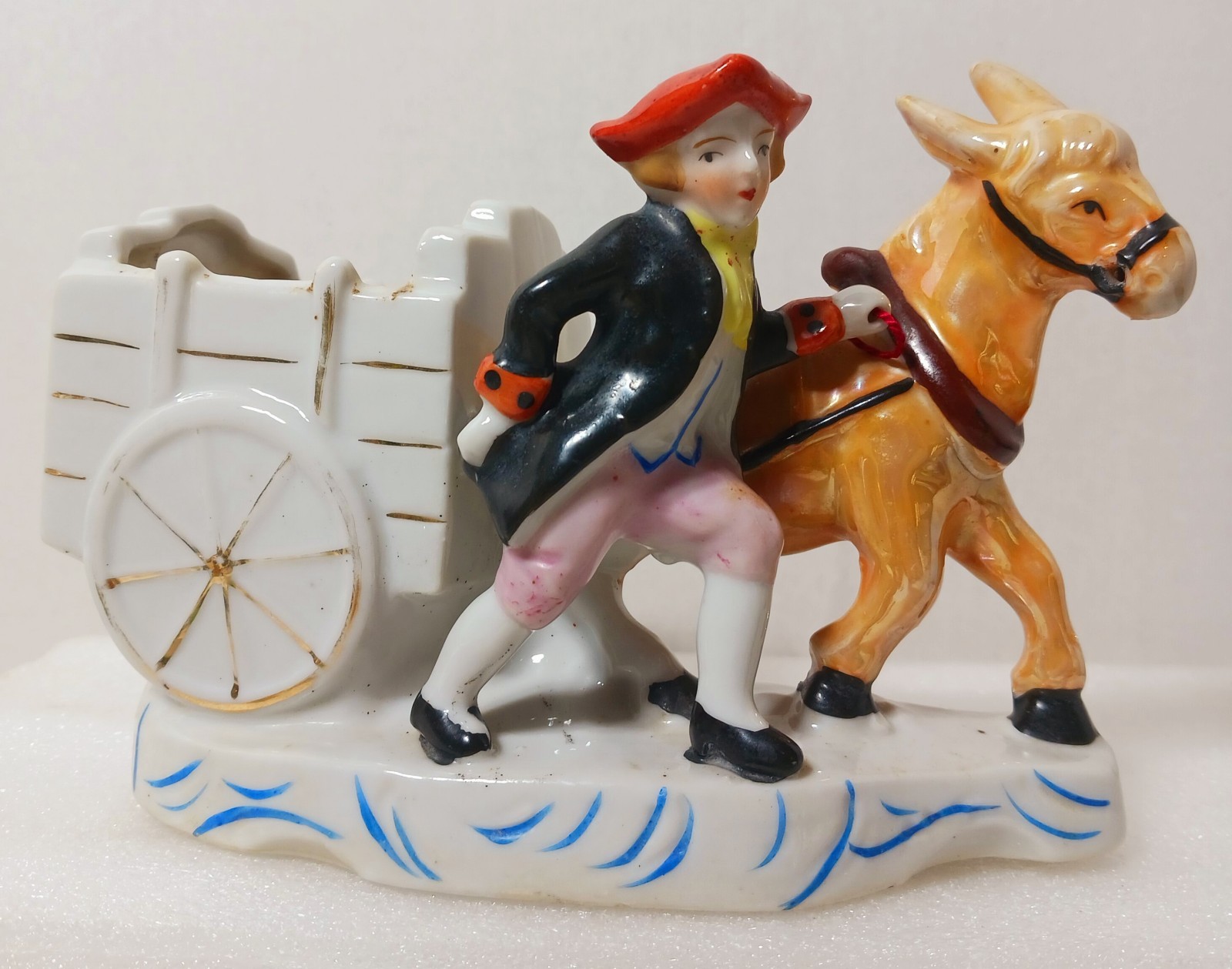Vintage COLONIAL MAN w/ DONKEY & CART 6.5