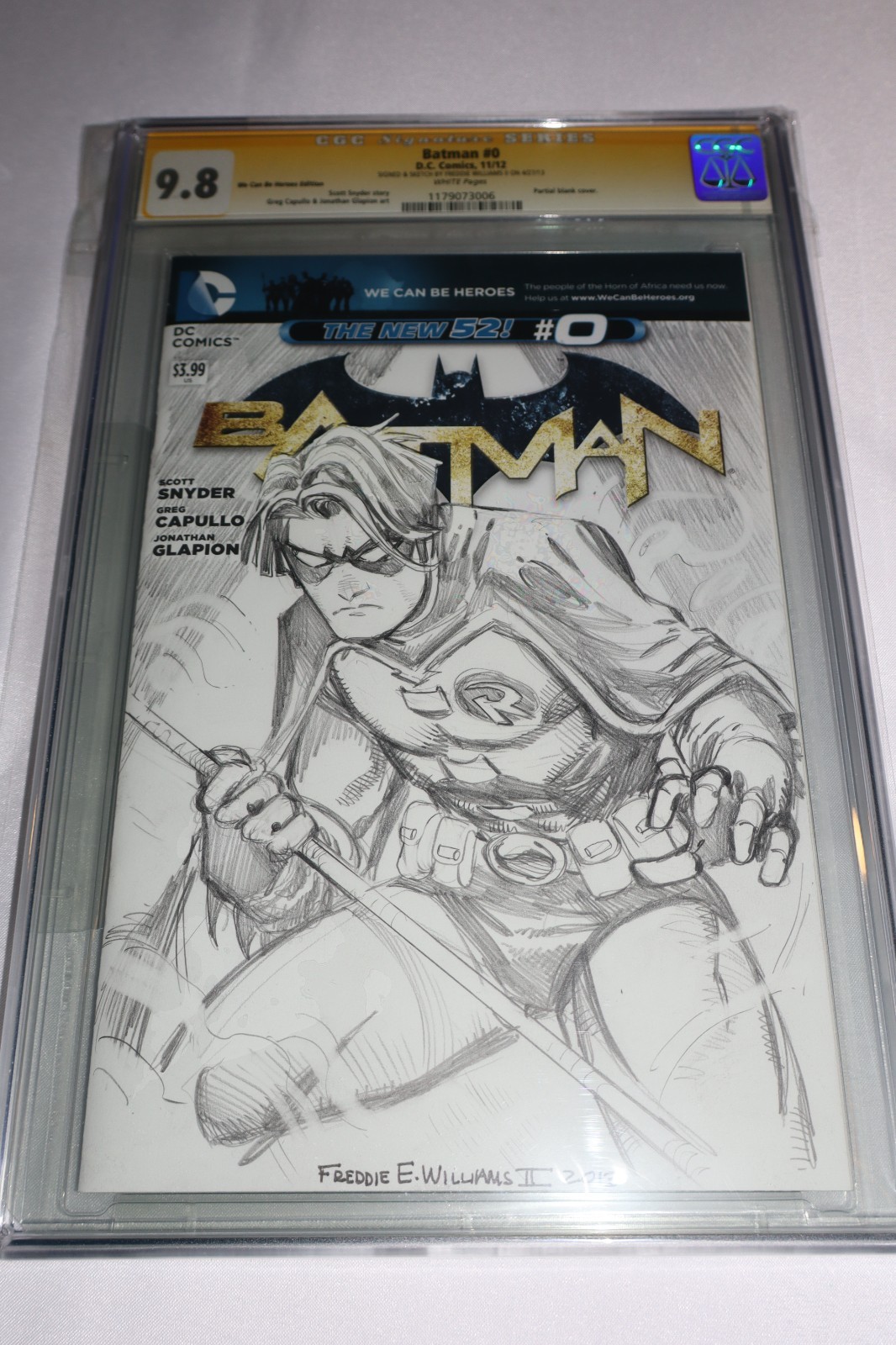 CGC SS 9.8 Batman 0 2012 Sketch Art Signed Freddie Williams Robin Original OOAK