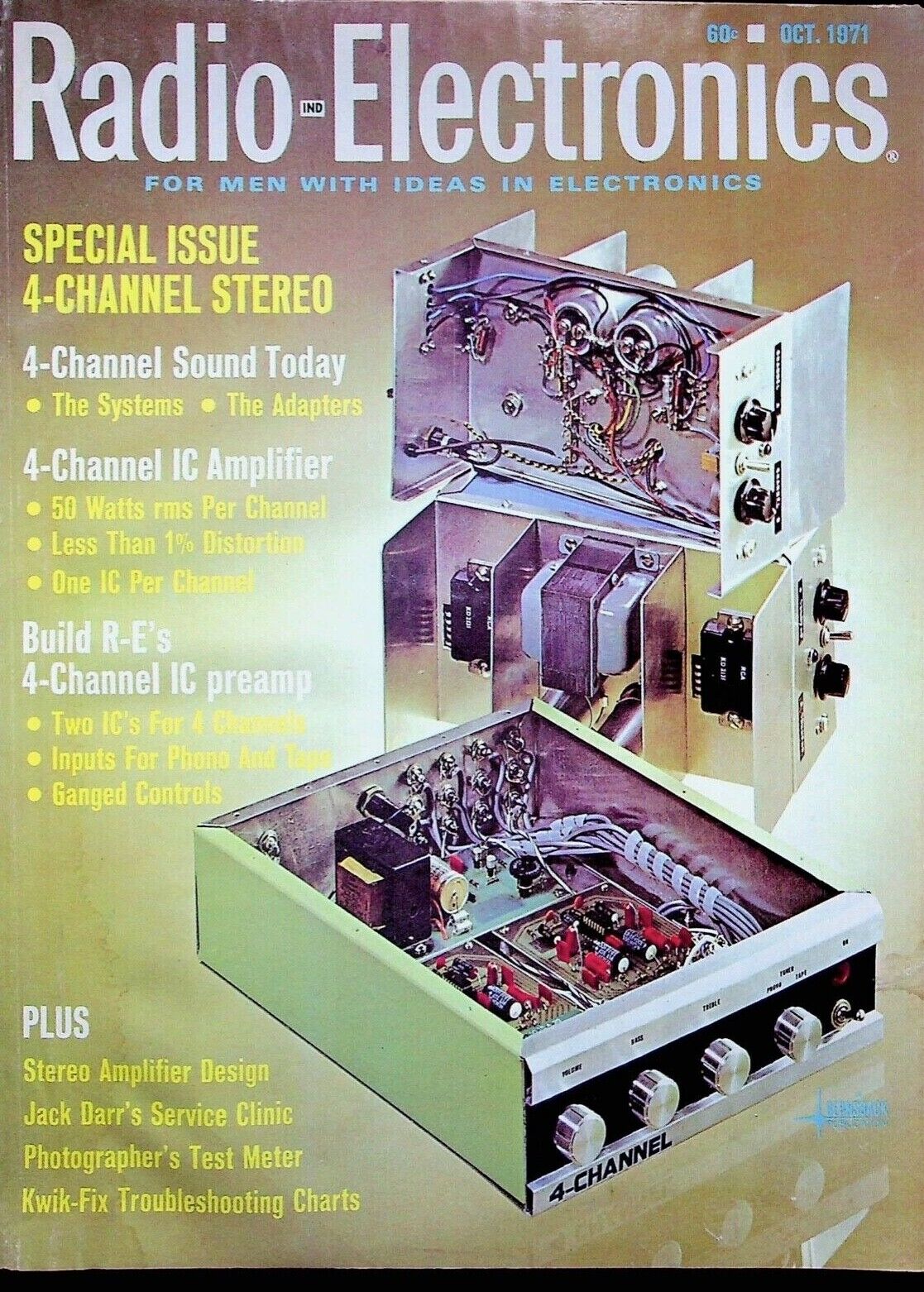 Vintage 4 - CHANNEL STEREO IC PREAMP - Radio Electronics Magazine 1971 OCT $.60