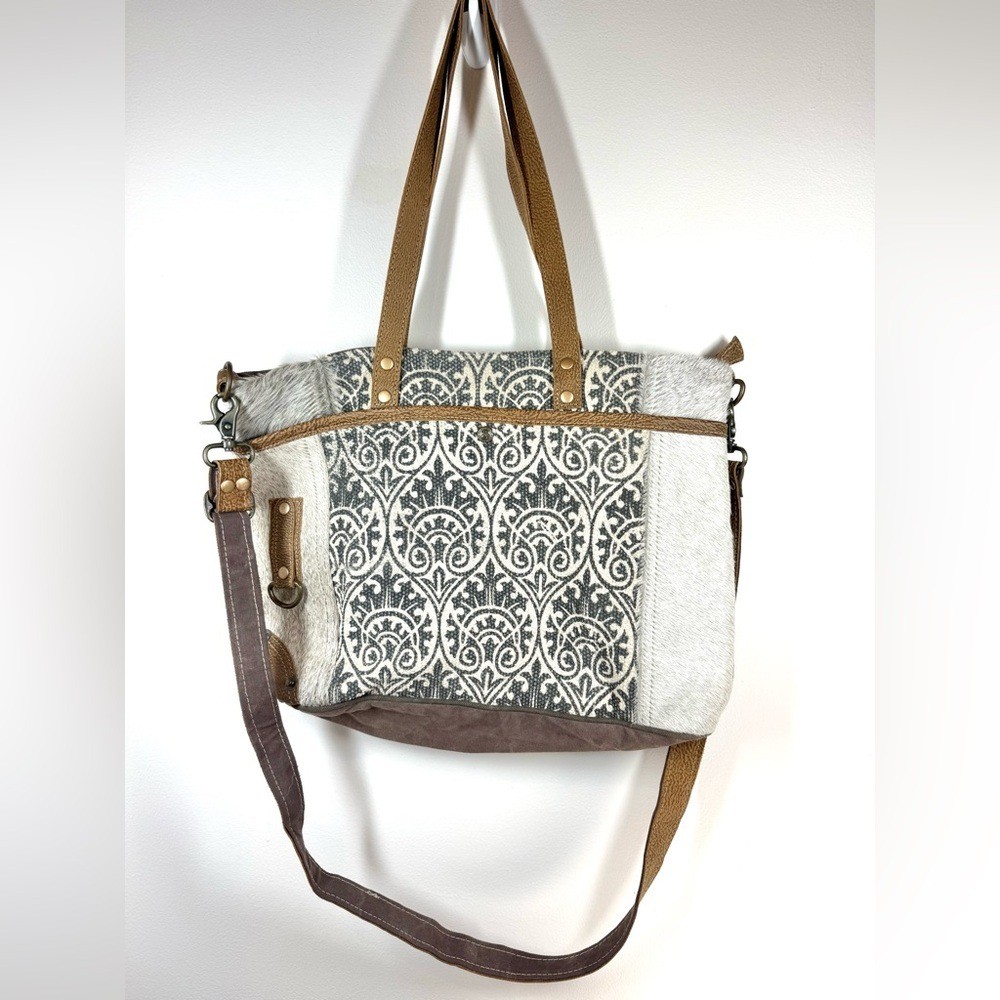 Myra Bag Ace Upcycled Canvas & Cowhide Messenger Bag