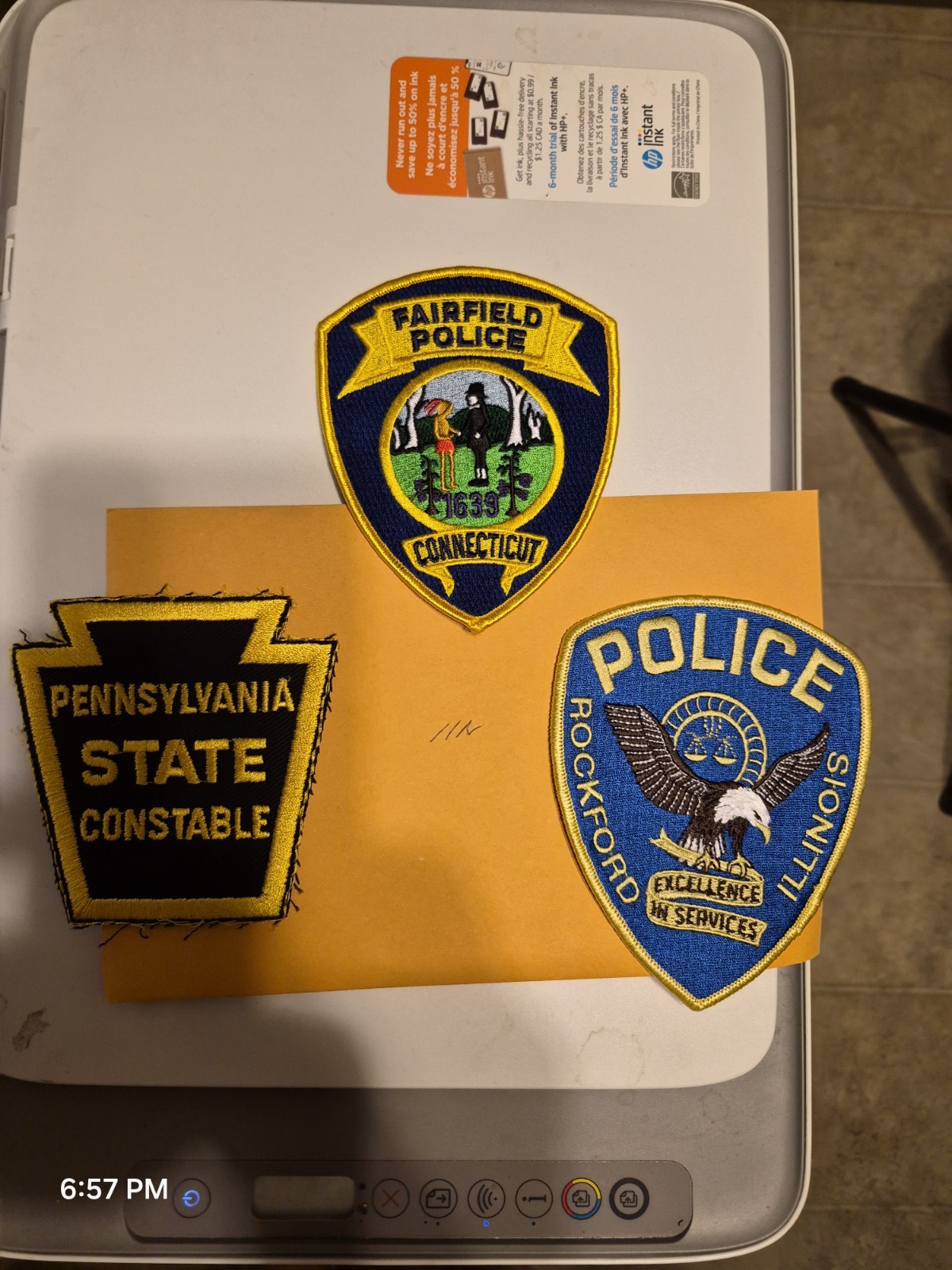 Lot: 3-Police Patches (Fairfield CT, PA State Constable, Rockford IL) Lot: 3-Police Patches (Fairfield CT, PA State Constable, Rockford IL)