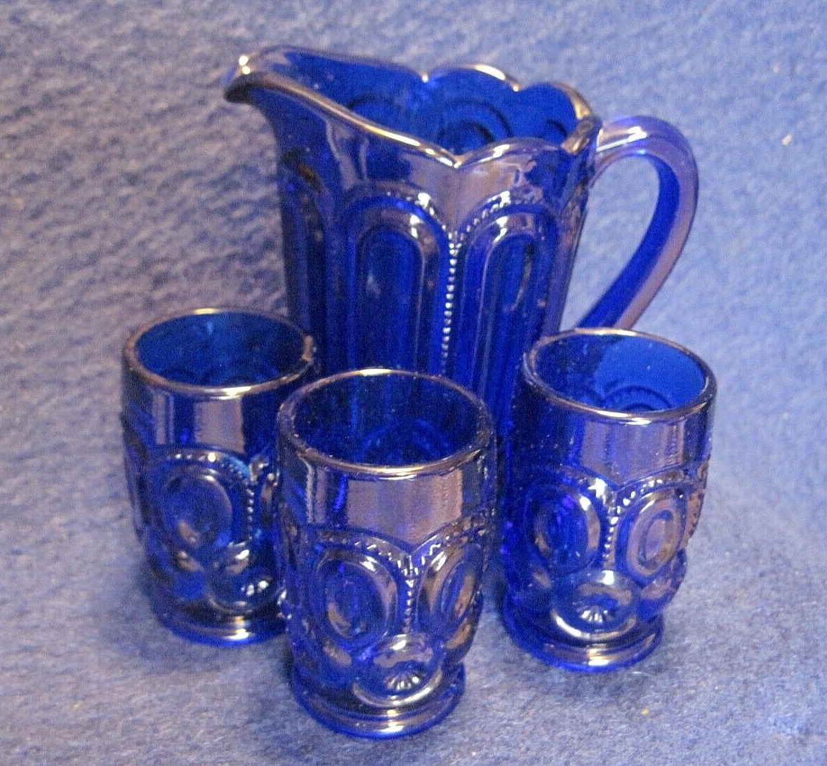 Vintage Weishar Moon and Star Mini Pitcher with 3 Glasses