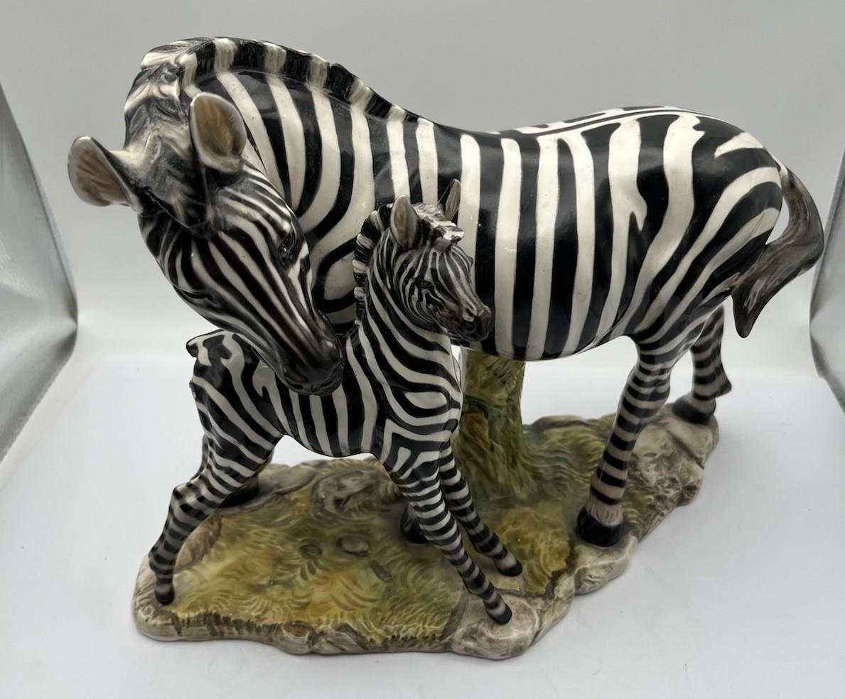 Ethan Allen Vintage Sculpture Zebra & Foal Porcelain Terra Cotta Figurine MCM Ethan Allen Vintage Sculpture Zebra & Foal Porcelain Terra Cotta Figurine MCM