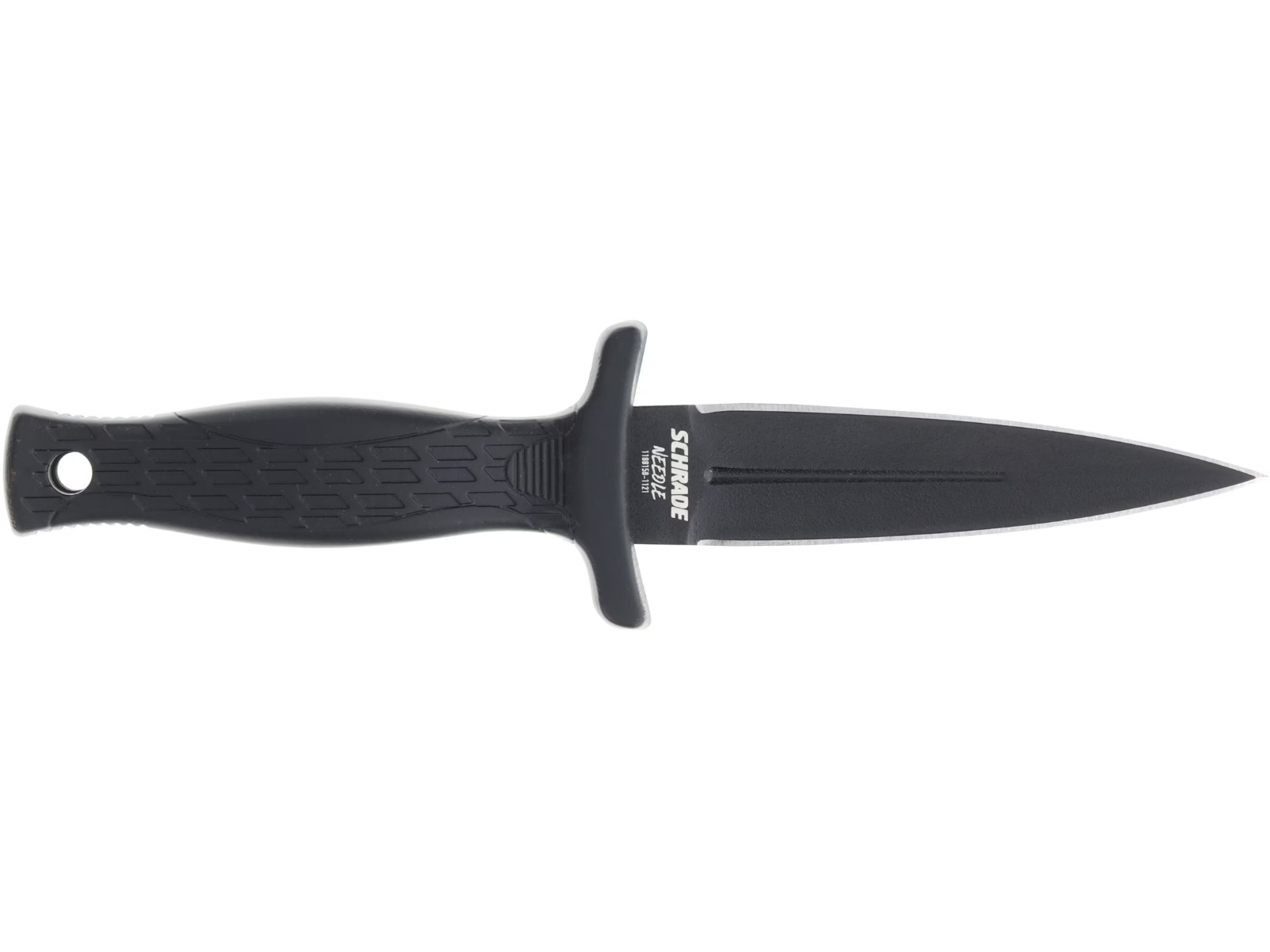 SCHRADE NEEDLE Fixed Blade Knife AUS-8 Double Edged Full Tang Black W/Sheath - -
