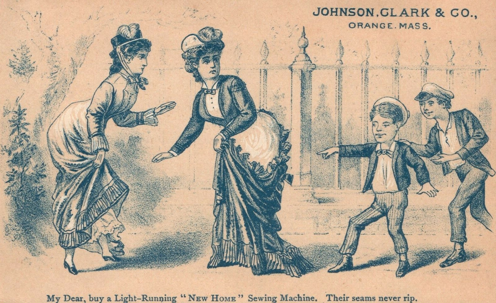 1880s-90s Light Running New Home Sewing Machine Johnson Clark & Co. Orange Mass 1880s-90s Light Running New Home Sewing Machine Johnson Clark & Co. Orange Mass